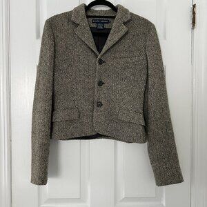 Ralph Lauren Blue Label Wool Cashmere Herringbone Blazer Made in Italy sz 8